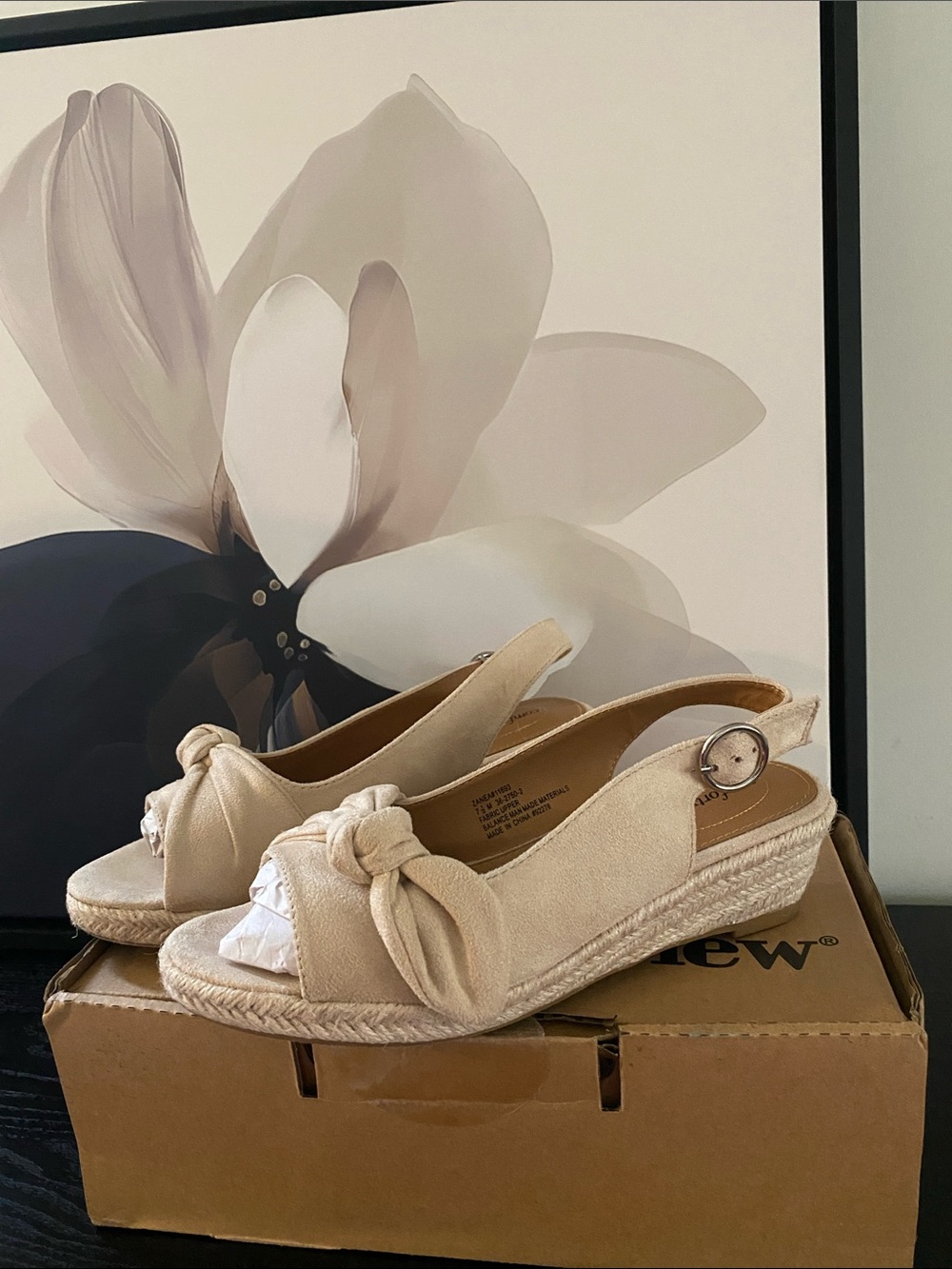 Comfortview Zanea Bone Colored Peep Toe Sling Back Espadrilles